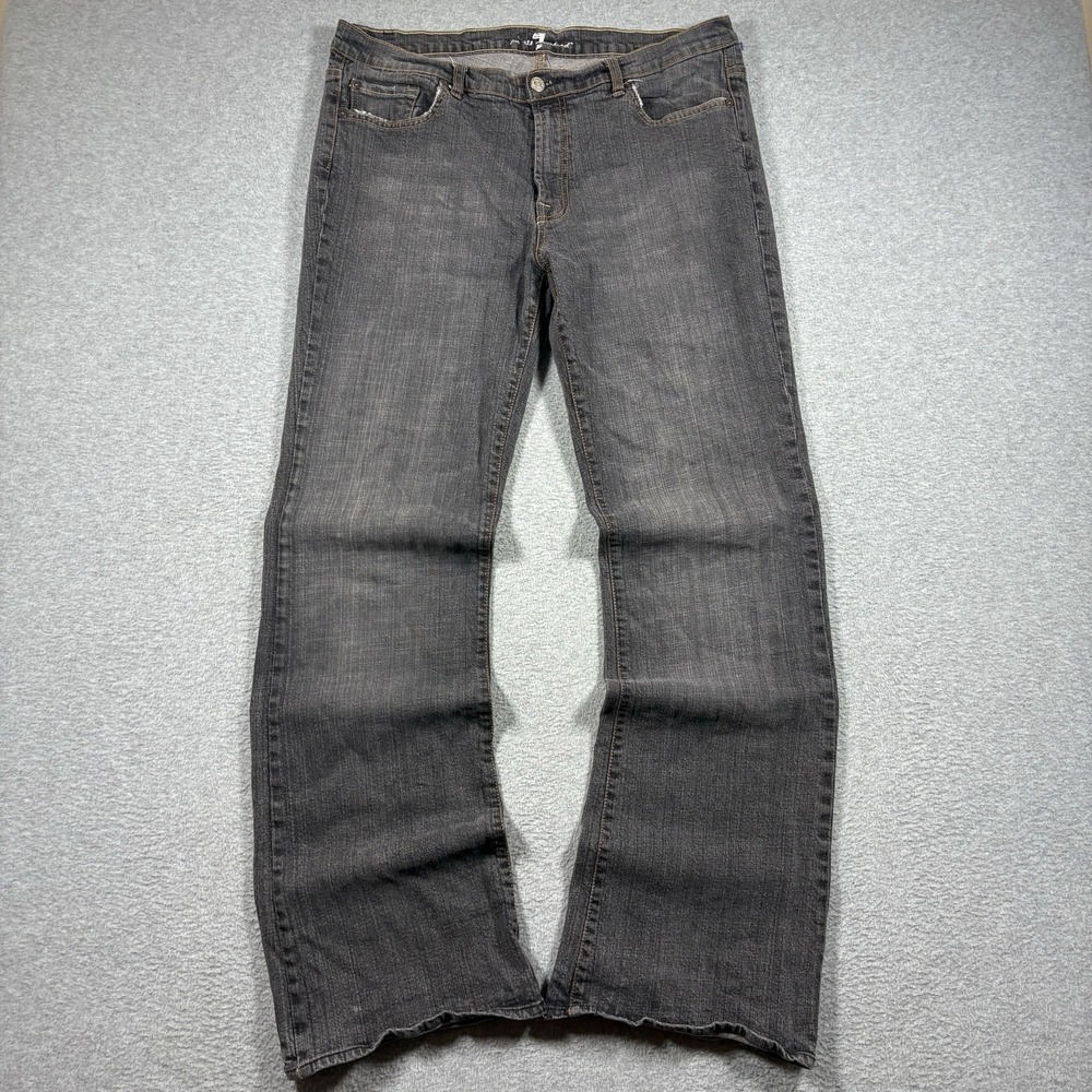 7 For All Mankind Bootcut Jeans Mens 36x34 Black Faded Made In USA Y2K Denim